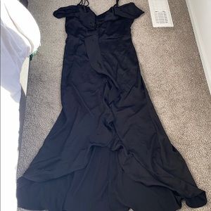 NWT cold shoulder ruffle satin midaxi dress